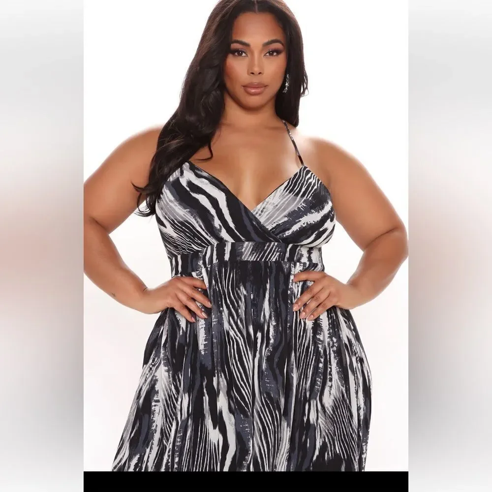 Fashion Nova Mina Maxi Dress - Black/combo, size L - Picture 6 of 14